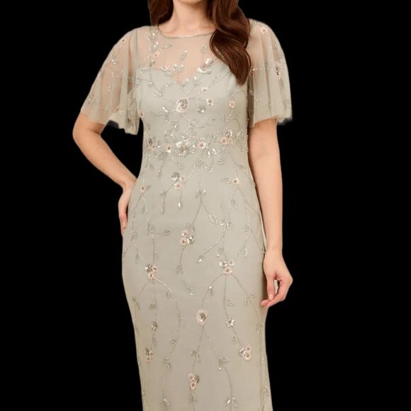 Adrianna Papell Dresses & Skirts - Adrianna Papell AP1E210246 - Beaded Illusion Neckline Gown